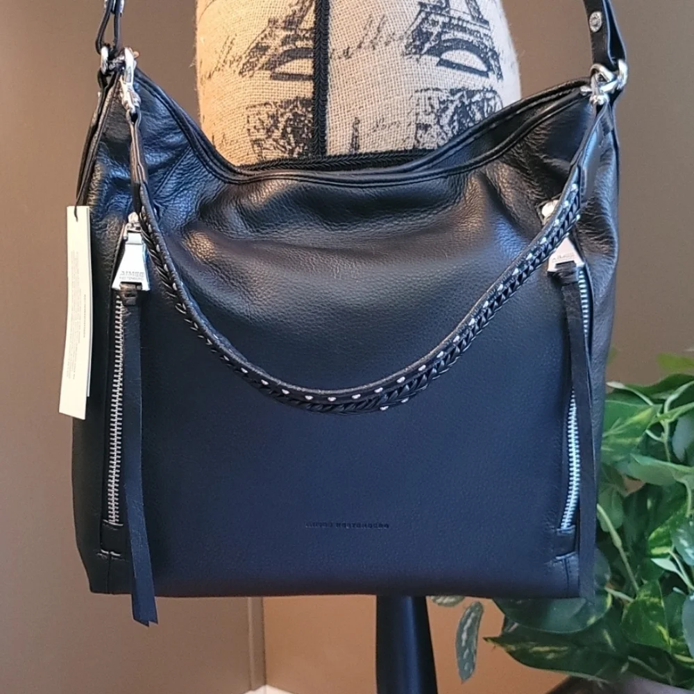 AIMEE KESTENBERG Zip Me Up Black Convertible Hobo Bag - Picture 1 of 11